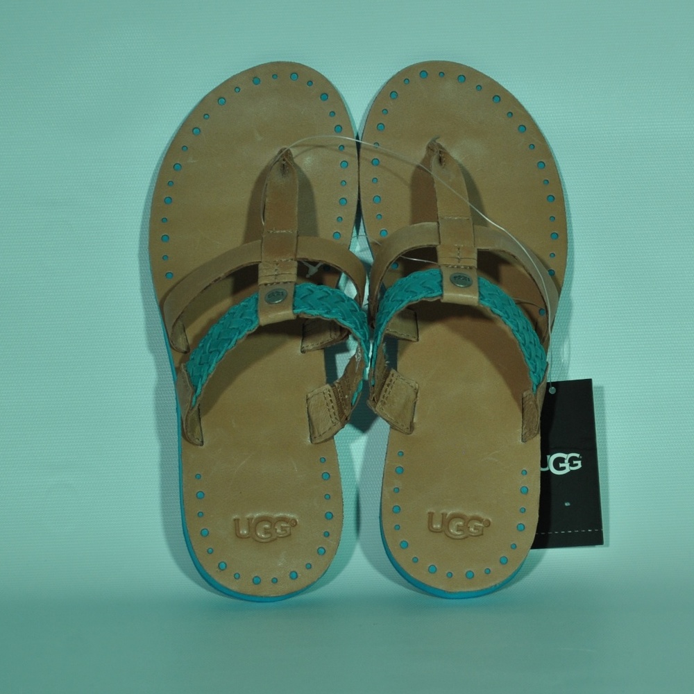 New UGG Audra Leather Flip Flops SZ 7